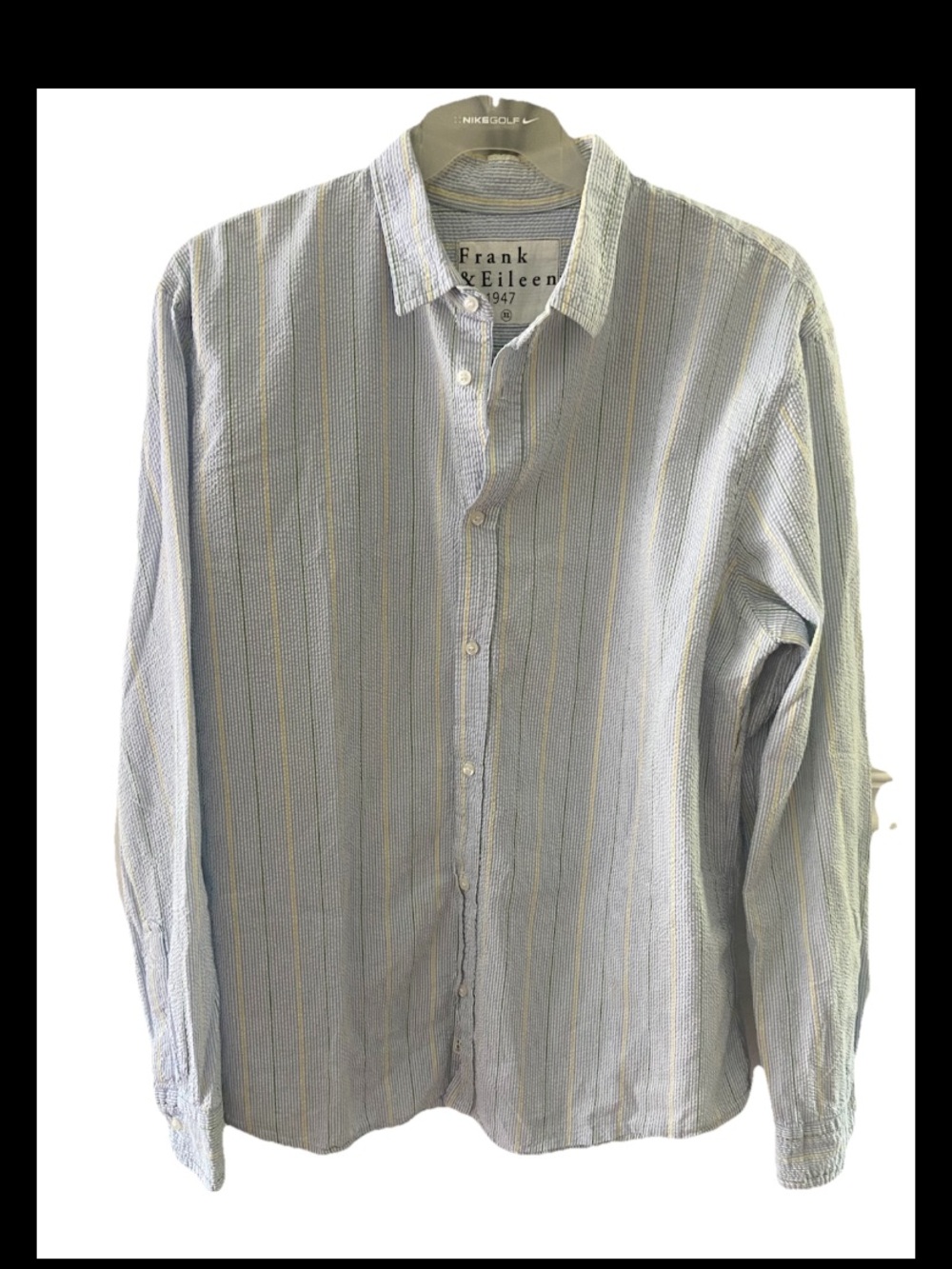 Frank & Eileen blue Striped seersucker Casual Button-Down Paul Shirt xl